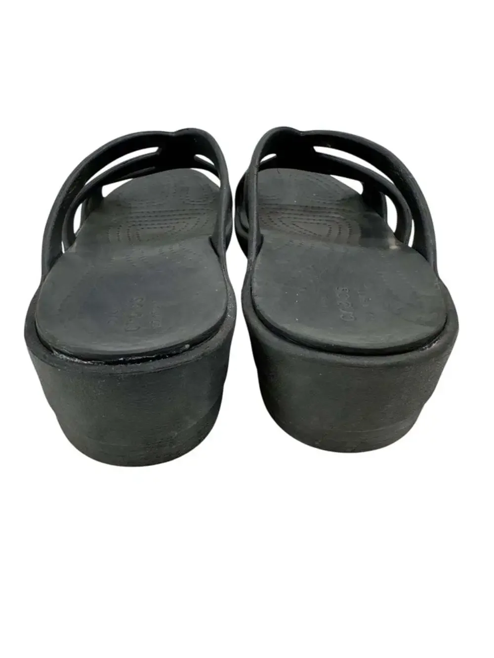 Crocs Sanrah Wedge Comfort Slide Sandals Black Lightweight Womens Size 9